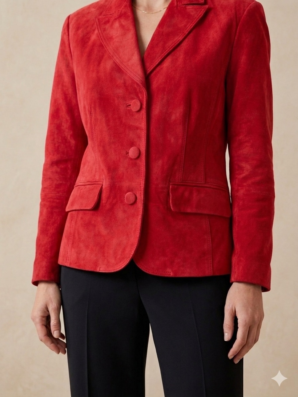 Vintage Bernardo Bold Red Suede Button-Front Jacket fits 10-12 Y2K